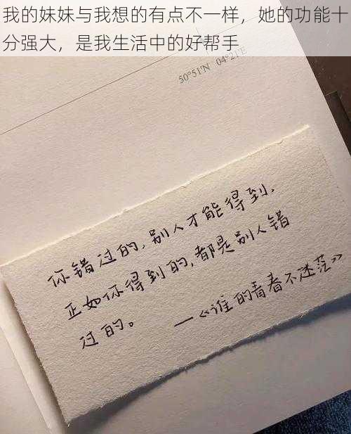 我的妹妹与我想的有点不一样,她的功能十分强大,是我生活中的好帮手